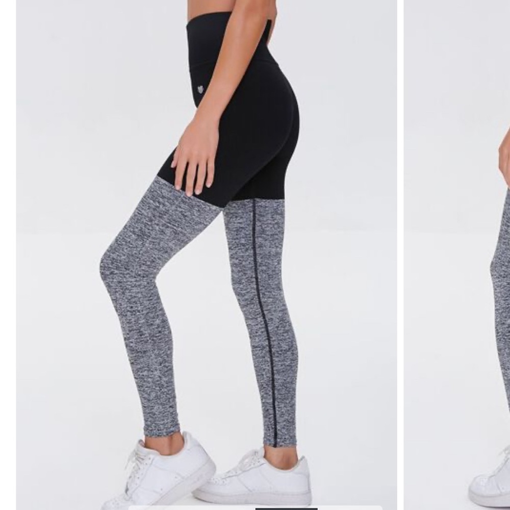 Forever 21 Balletcore Athletic Leggings S Black Gray Color Block Sock Activewear - Picture 2 of 7
